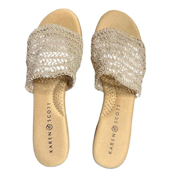 Women’s Karen Scott Gold Slide Sandals with Woven Upper - Size 8.5 - NWOT - Picture 2 of 8